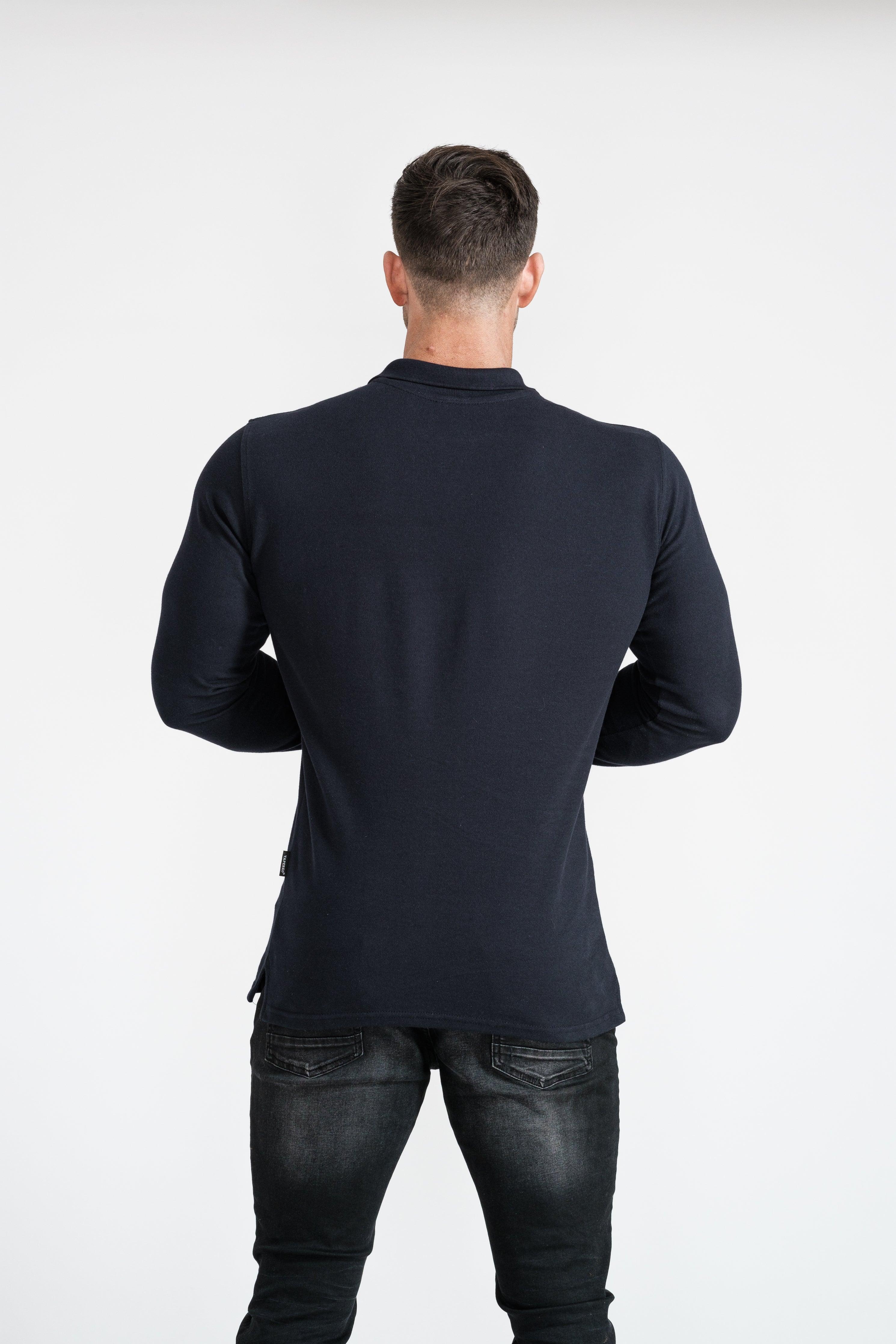 Long Sleeve Navy Vittorini Fit Polo Shirt