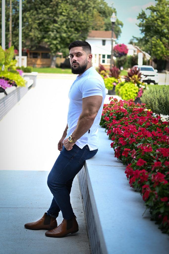 Short Sleeve White Vittorini Fit Polo Shirt