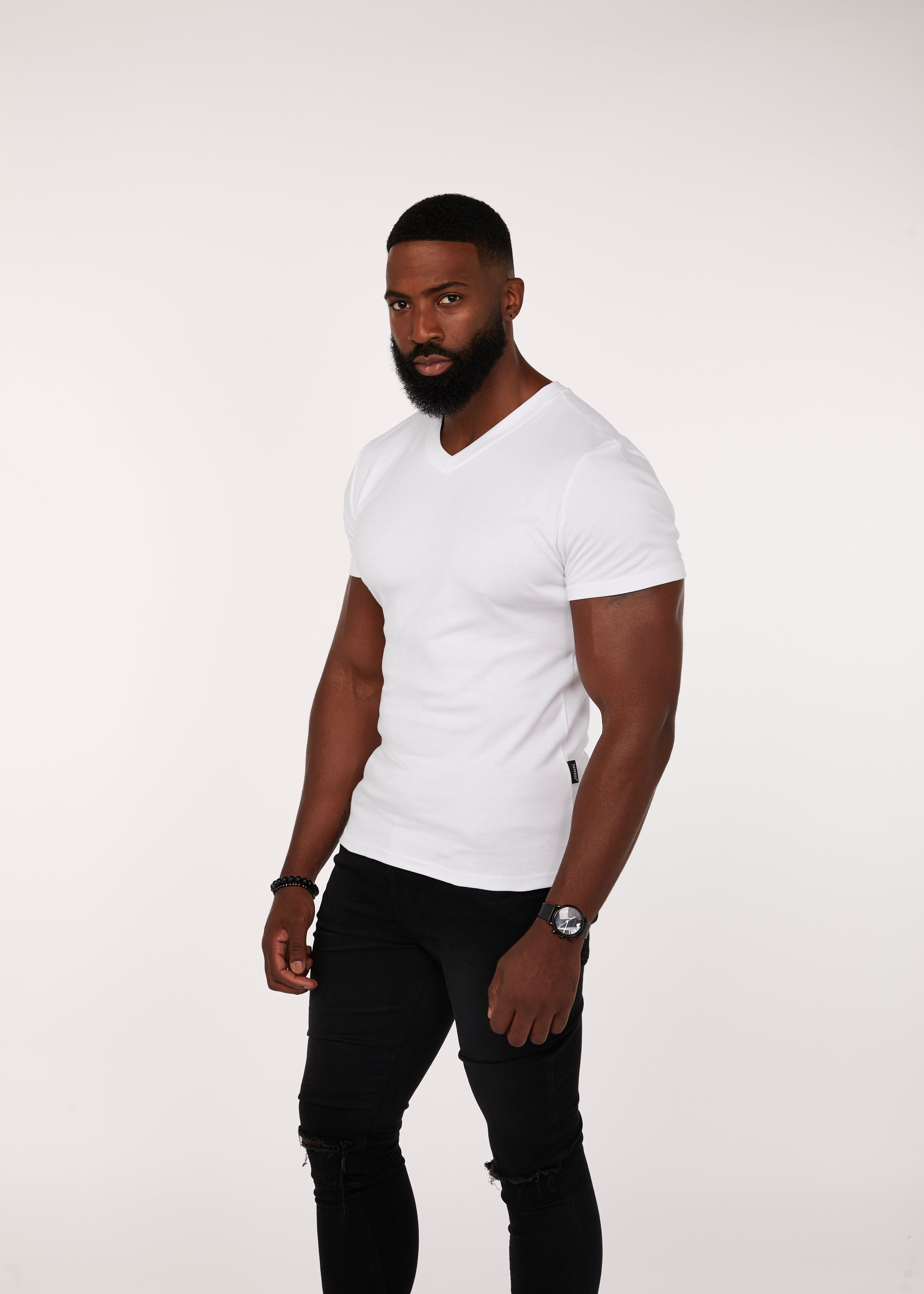 White V Neck Vittorini Fit T-Shirt