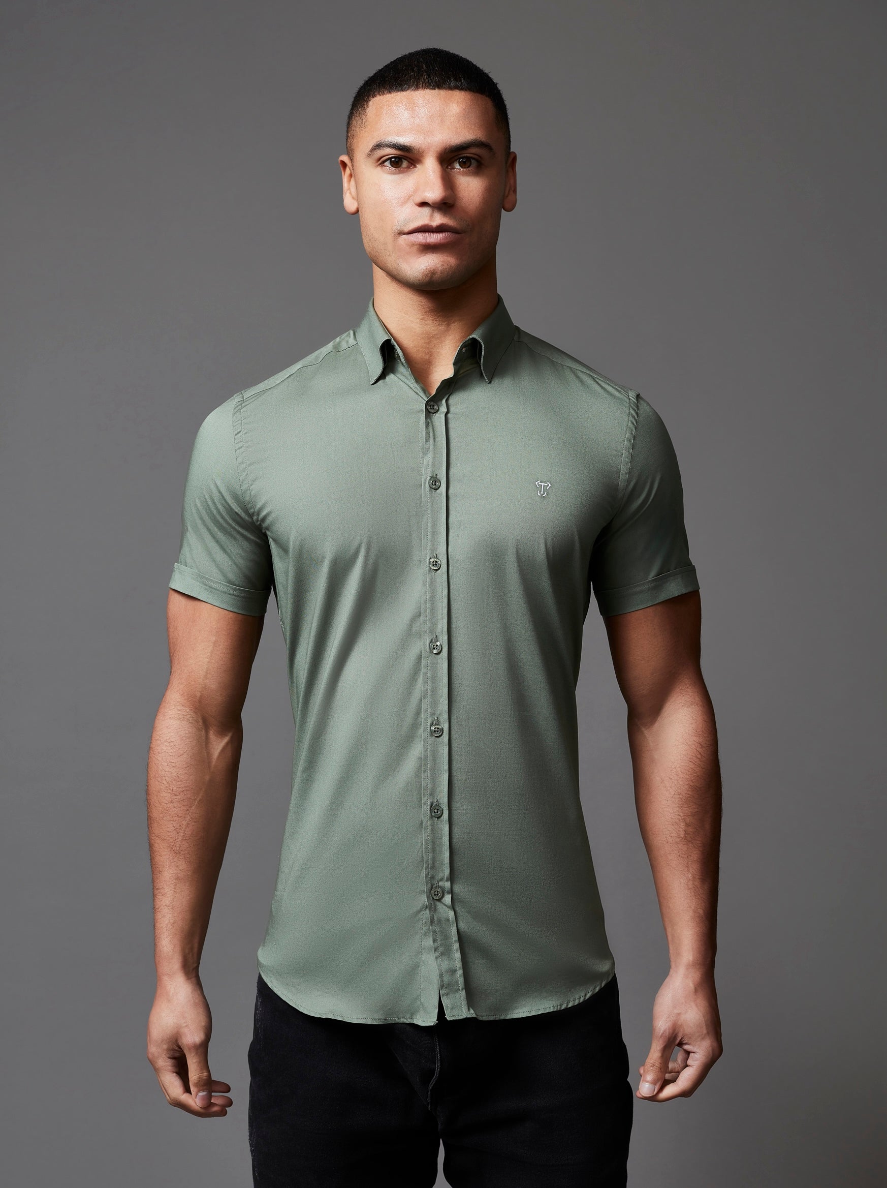 Olive Short Sleeve Vittorini Fit Shirt