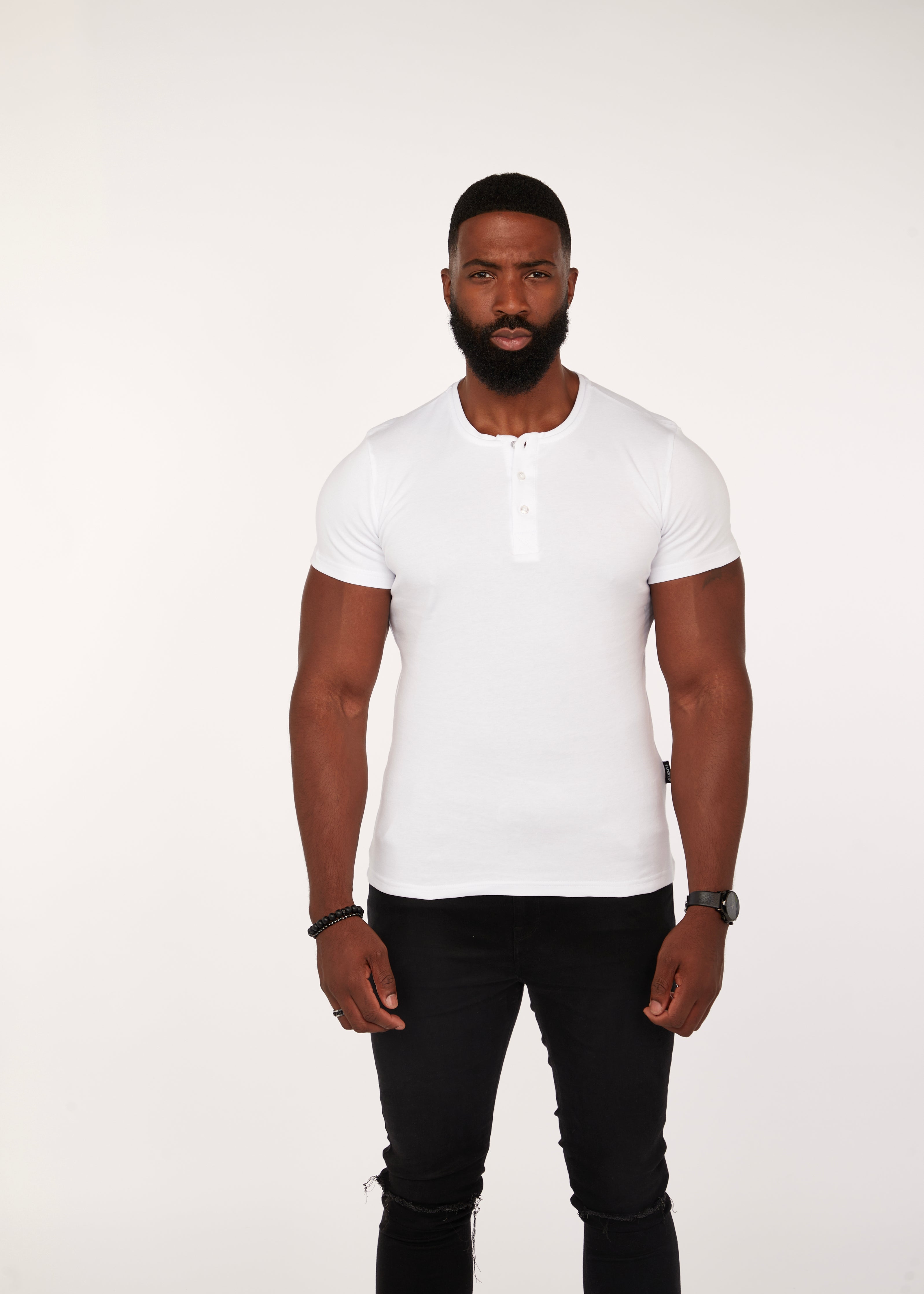 White Short Sleeve Vittorini Fit Henley