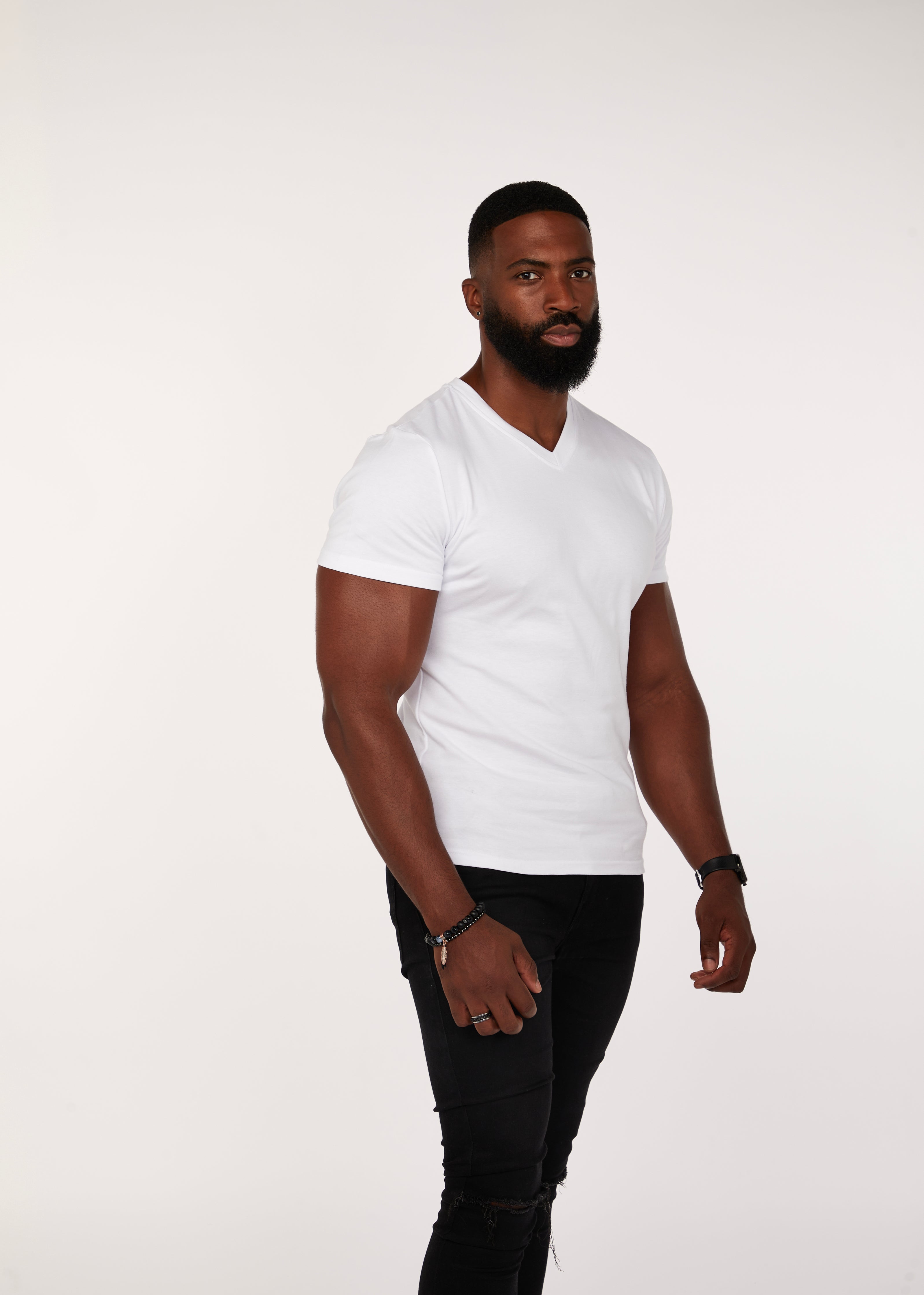 White V Neck Vittorini Fit T-Shirt