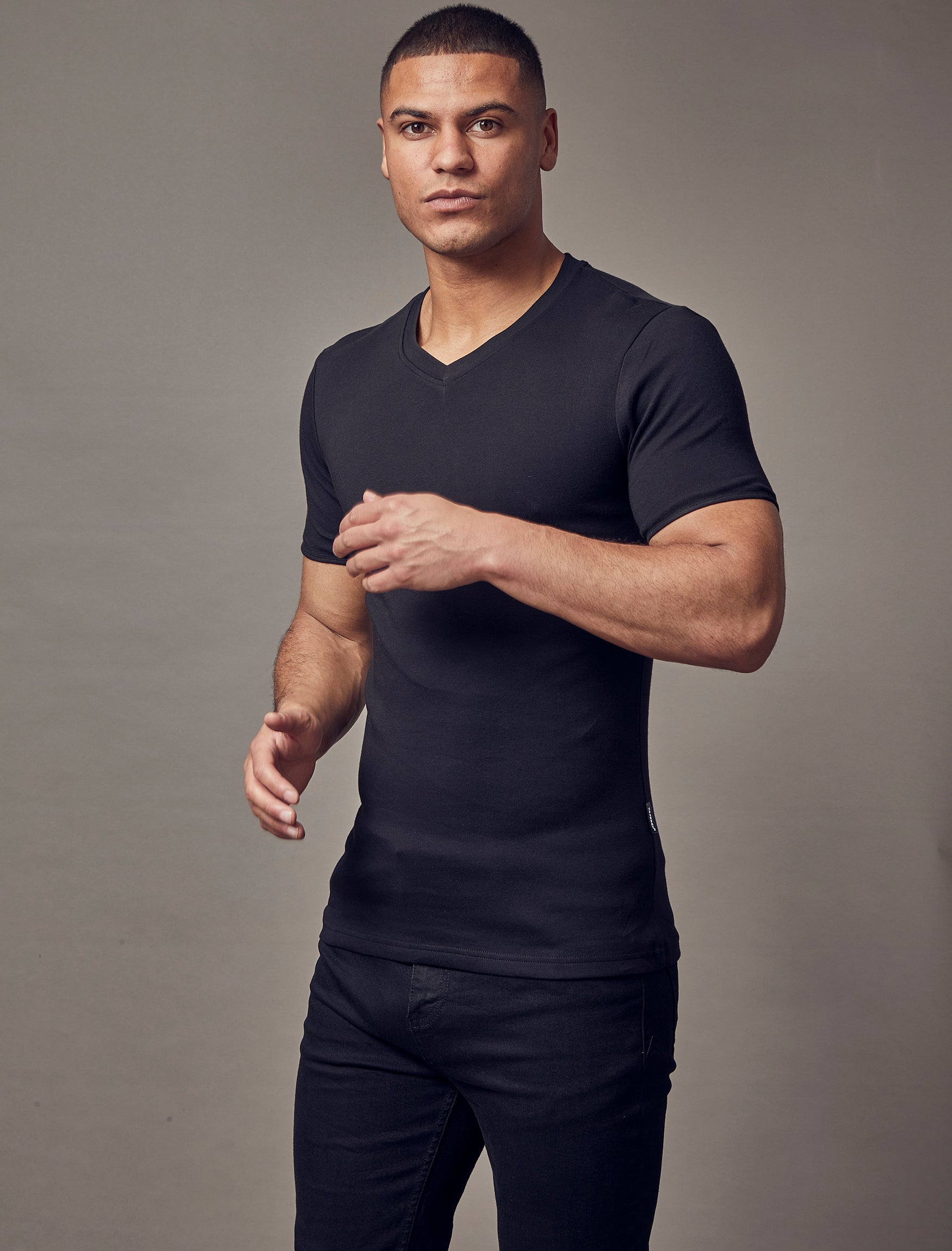 Black V Neck Vittorini Fit T-Shirt