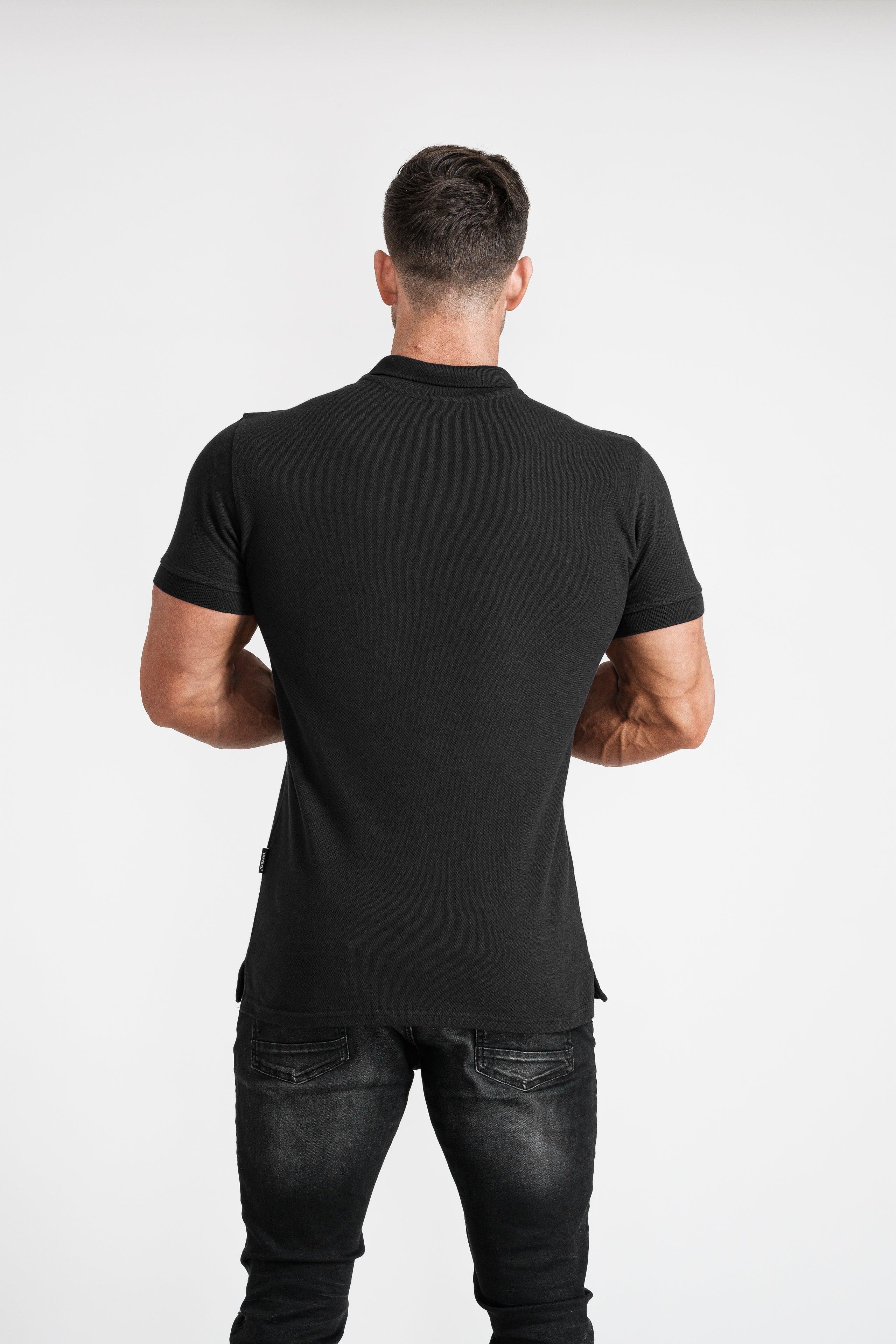 Short Sleeve Black Vittorini Fit Polo Shirt