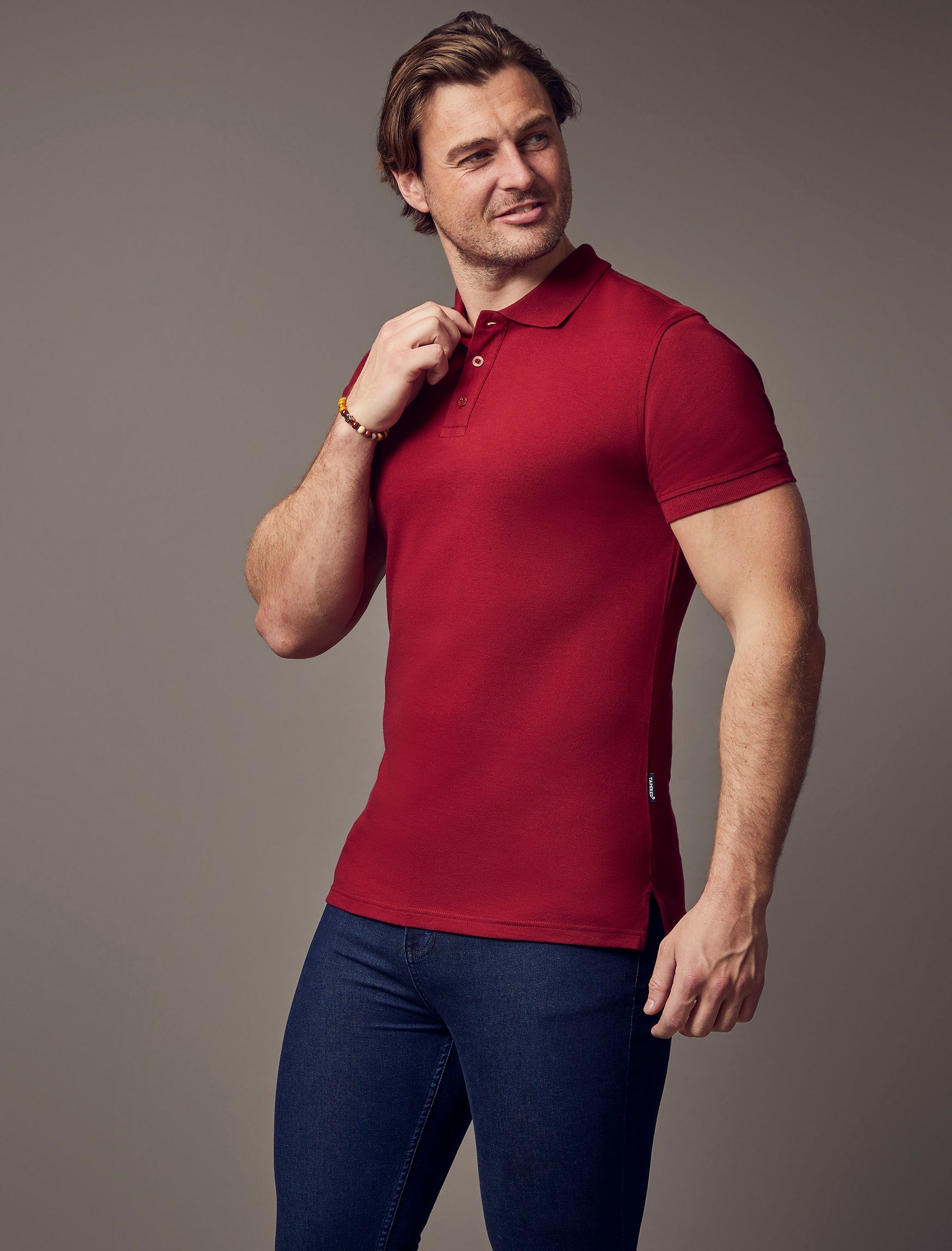 Short Sleeve Burgundy Vittorini Fit Polo Shirt