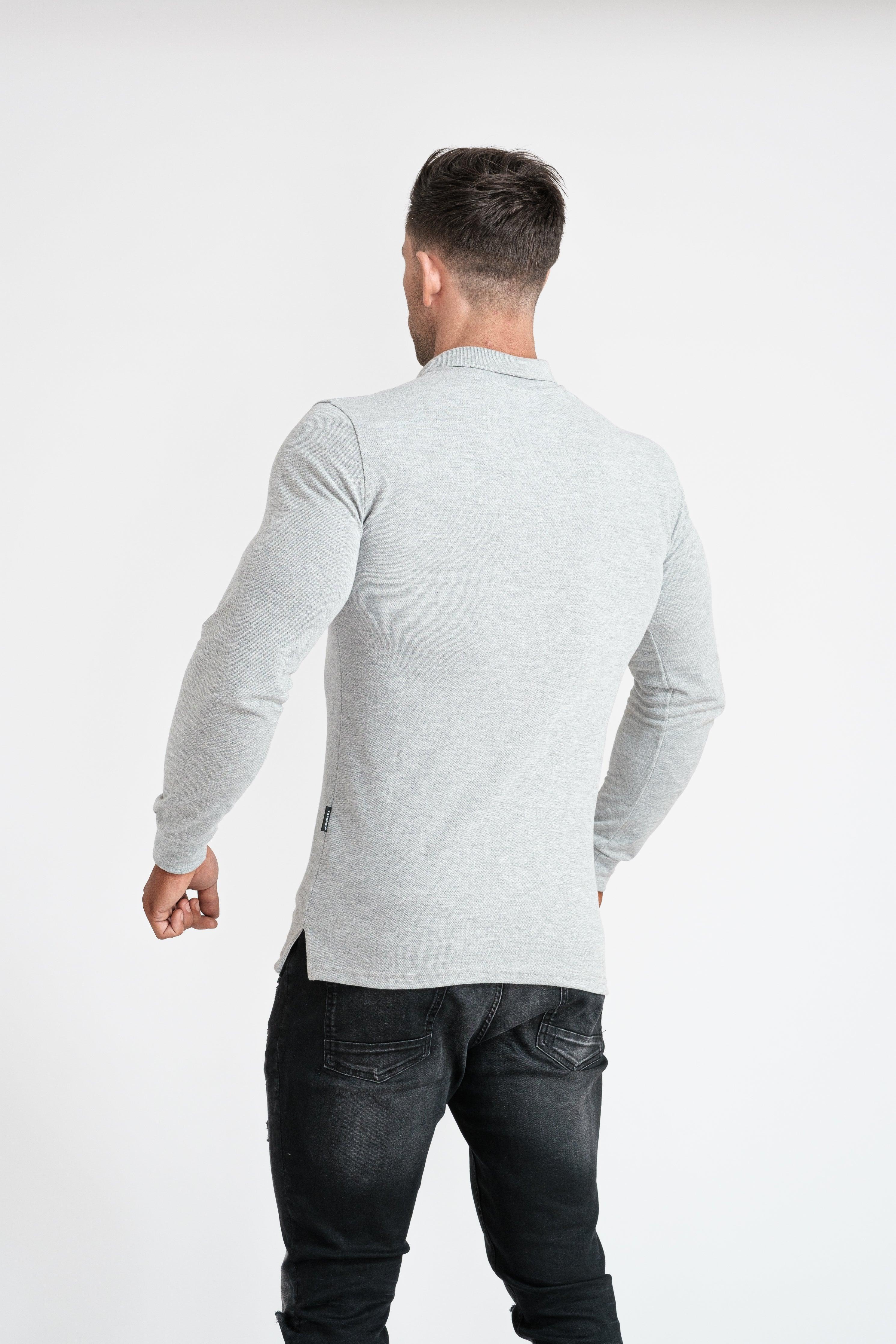Long Sleeve Grey Vittorini Fit Polo Shirt