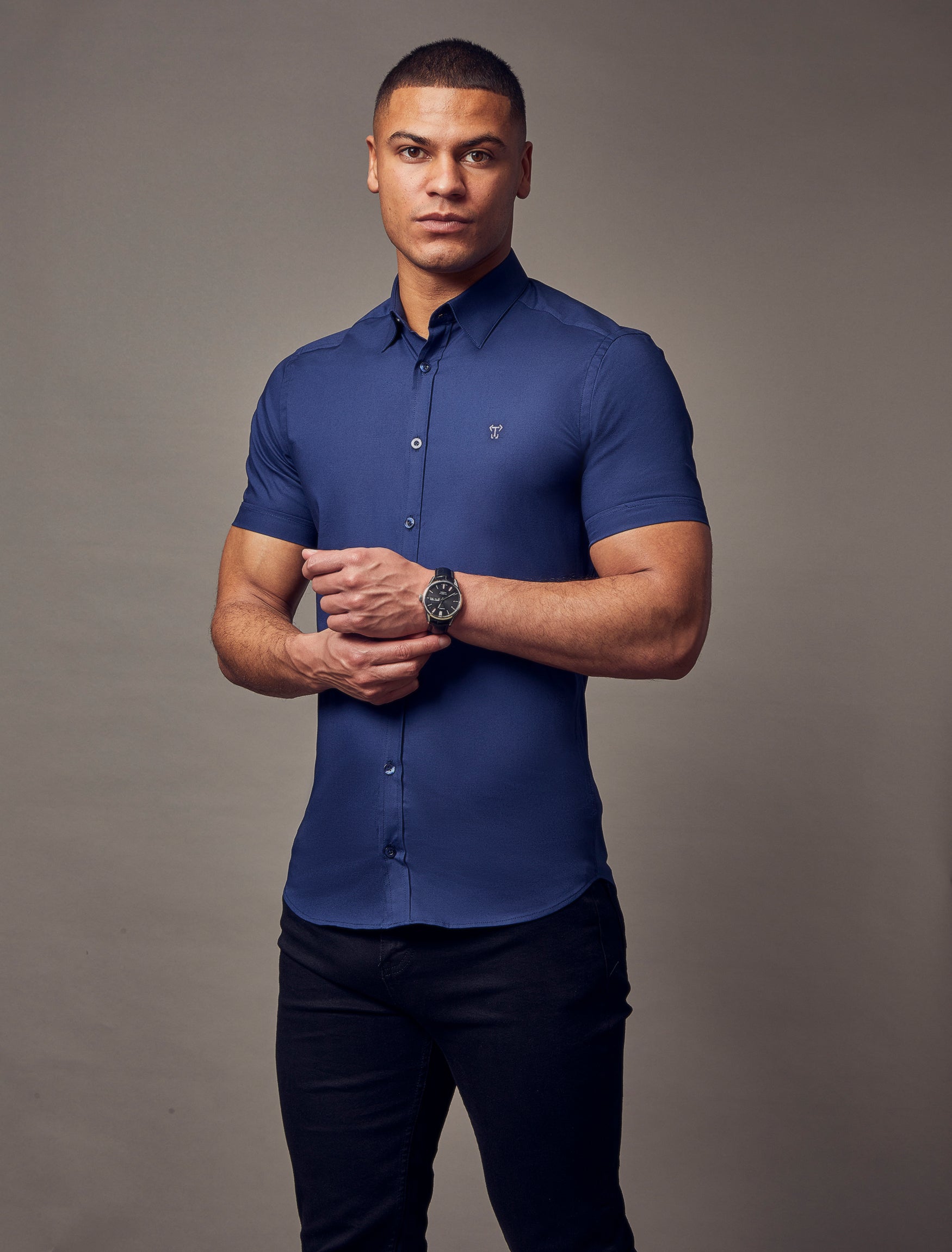 Navy Short Sleeve Vittorini Fit Shirt