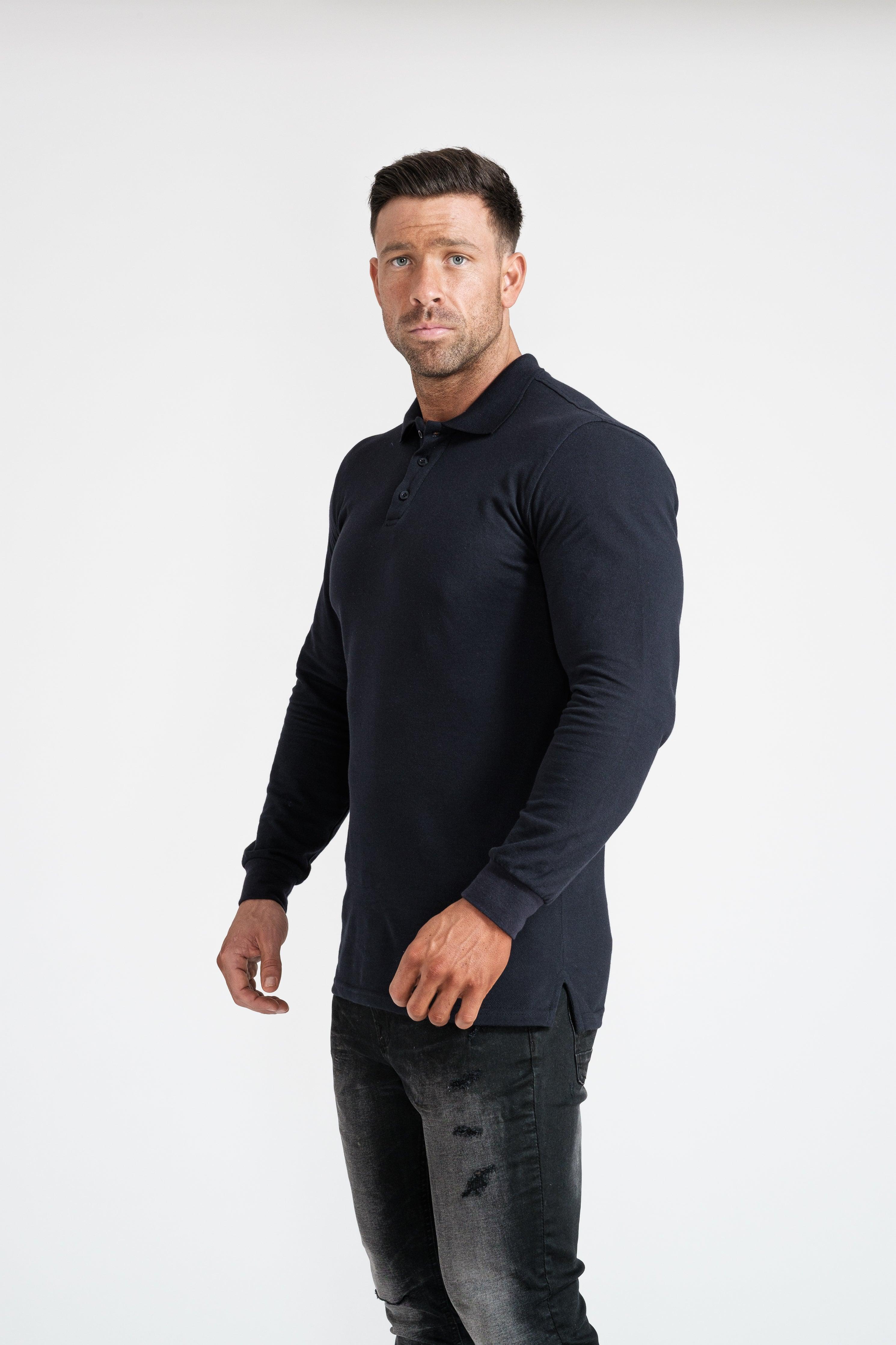 Long Sleeve Navy Vittorini Fit Polo Shirt