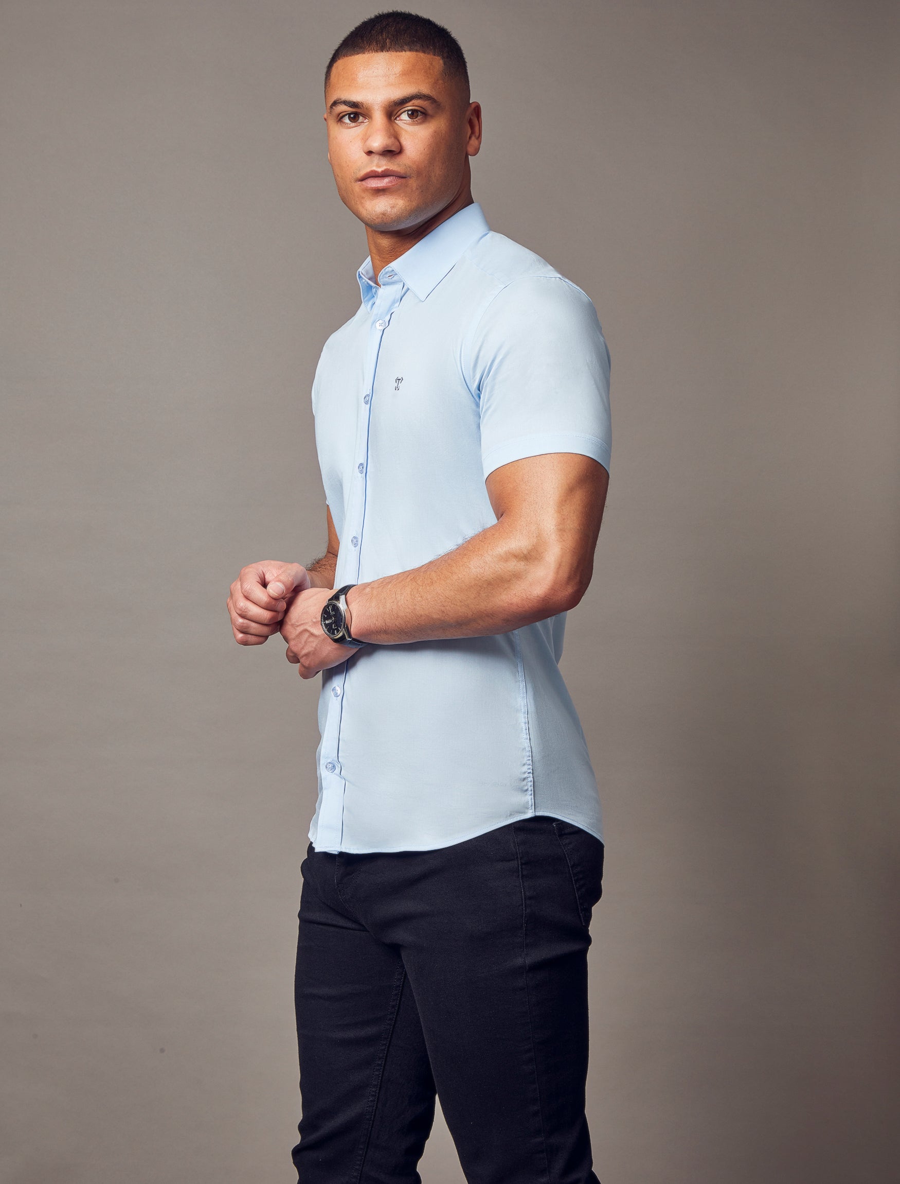 Blue Short Sleeve Vittorini Fit Shirt