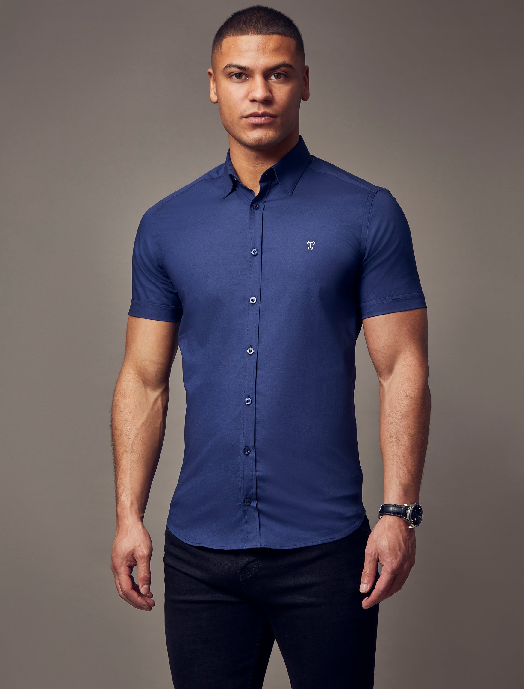 Navy Short Sleeve Vittorini Fit Shirt
