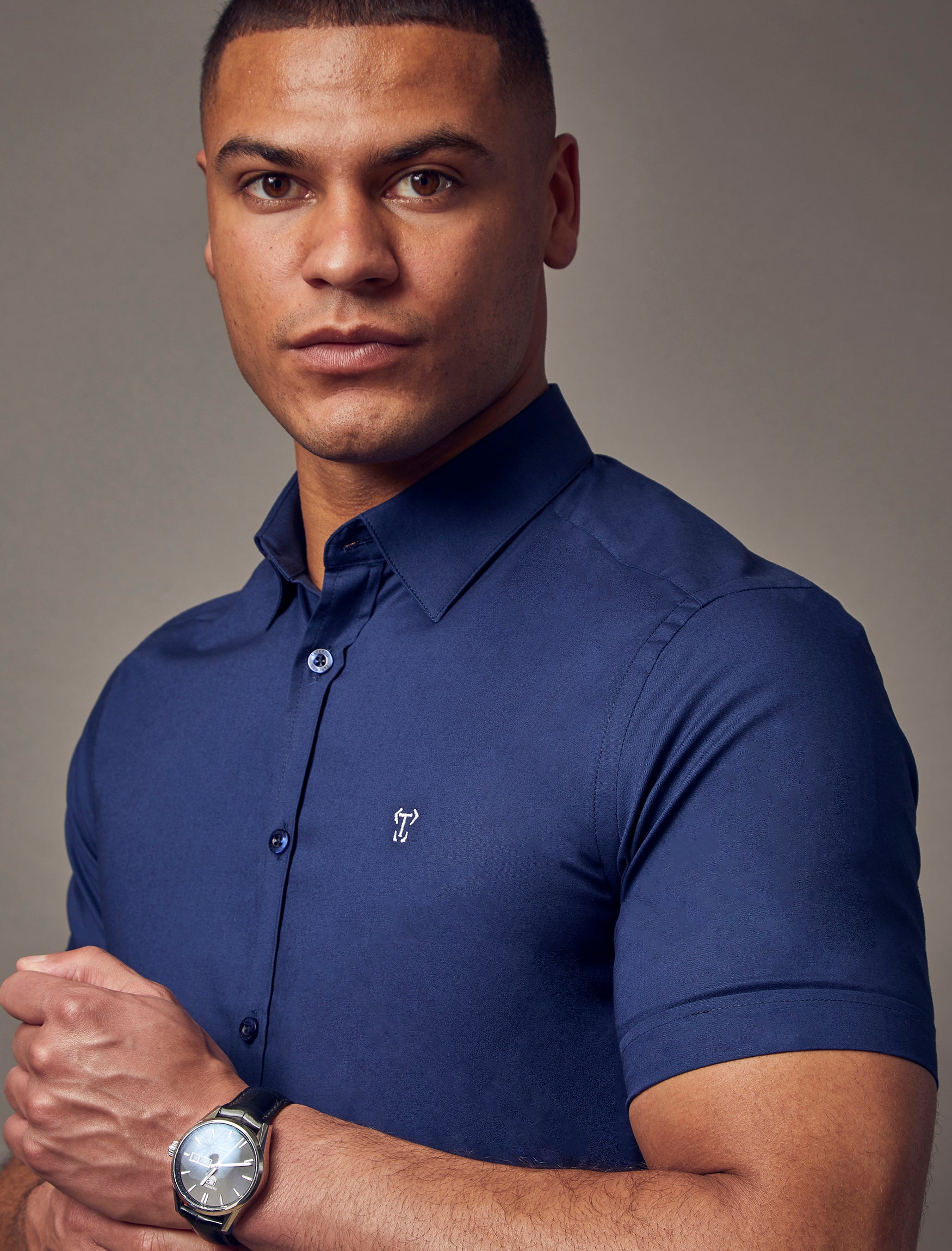 Navy Short Sleeve Vittorini Fit Shirt
