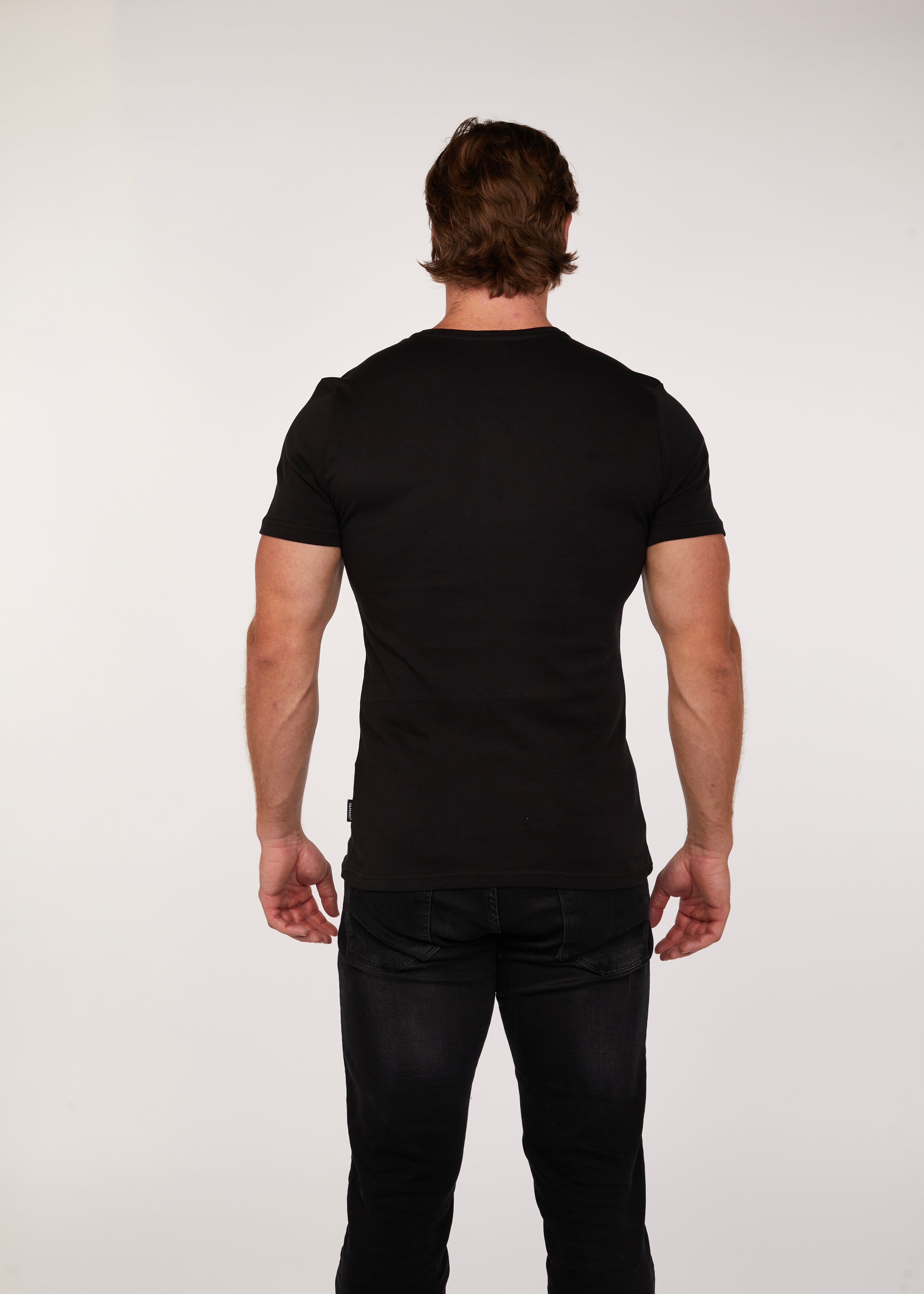 Black Short Sleeve Vittorini Fit Henley