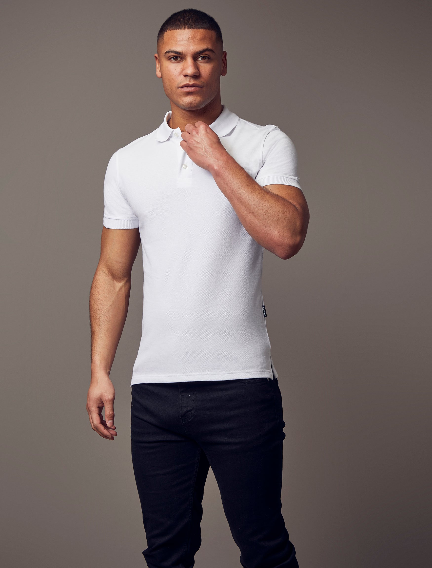 Short Sleeve White Vittorini Fit Polo Shirt