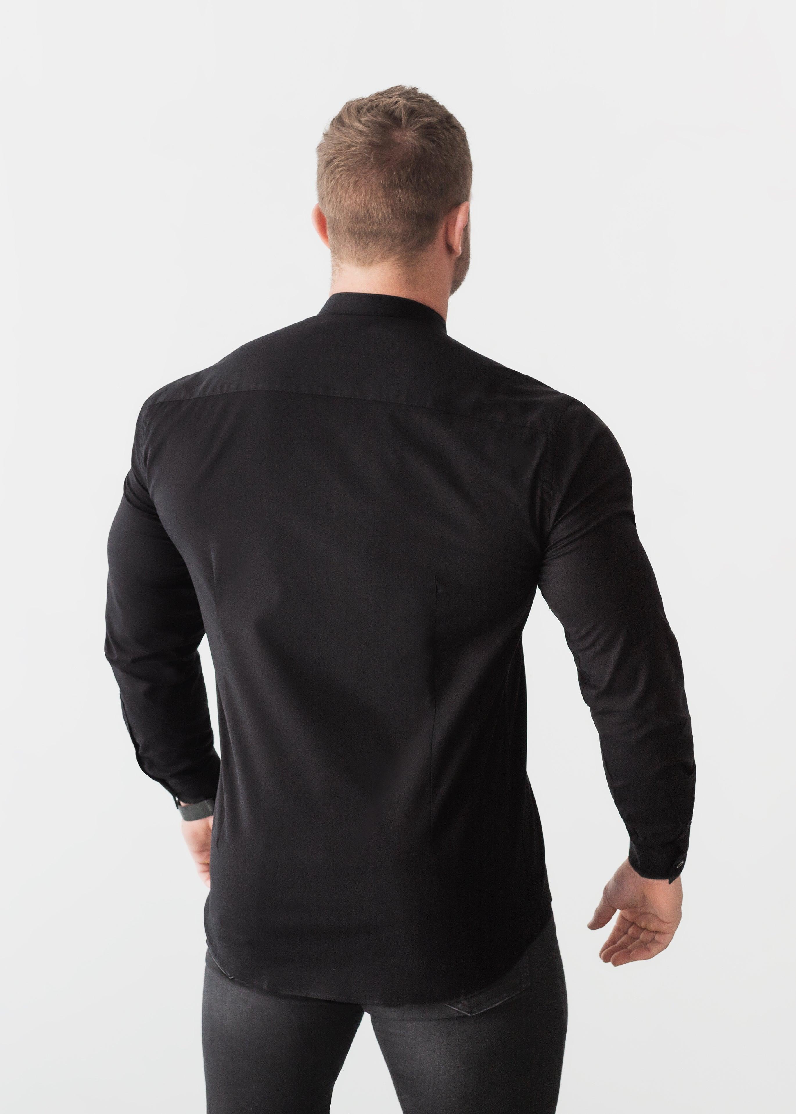 Grandad Collar Black Vittorini Fit Shirt