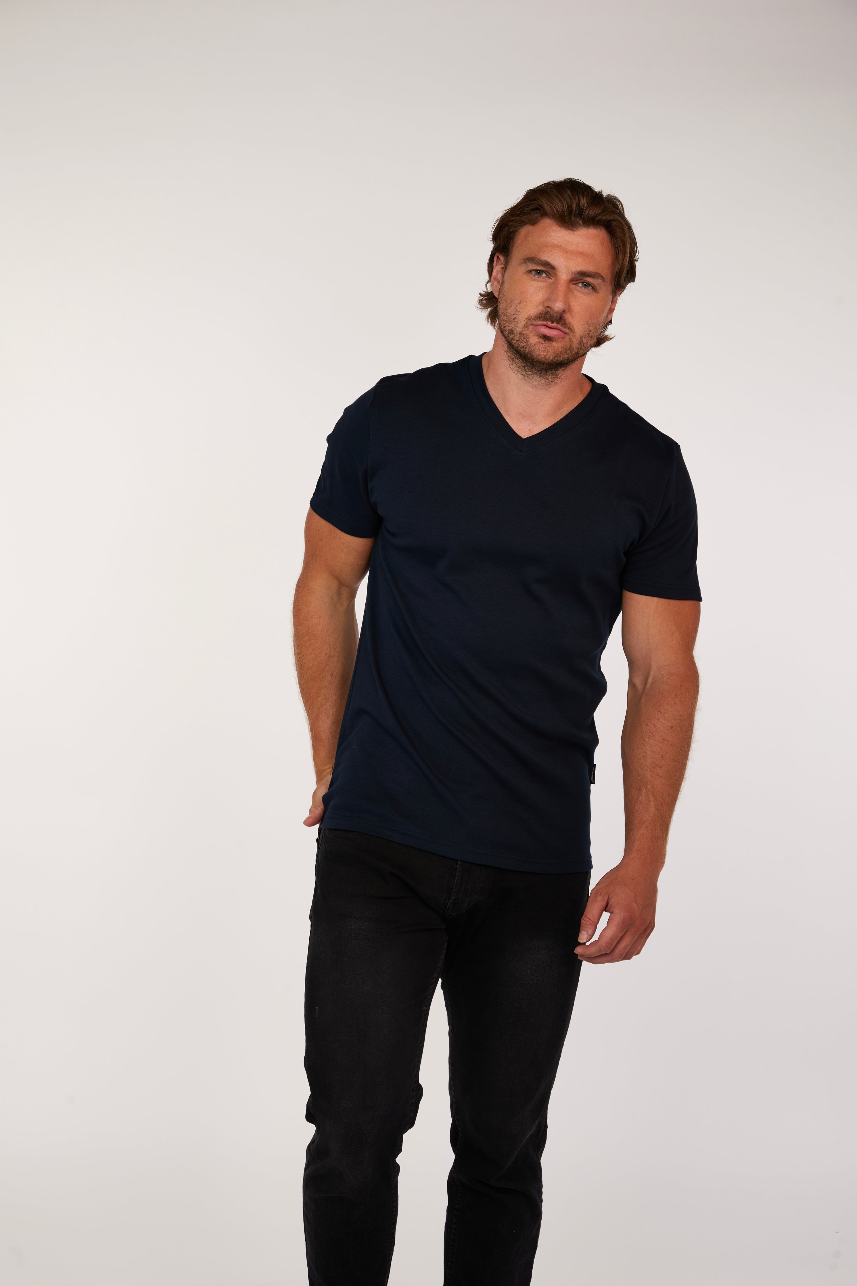 Navy V Neck Vittorini Fit T-Shirt