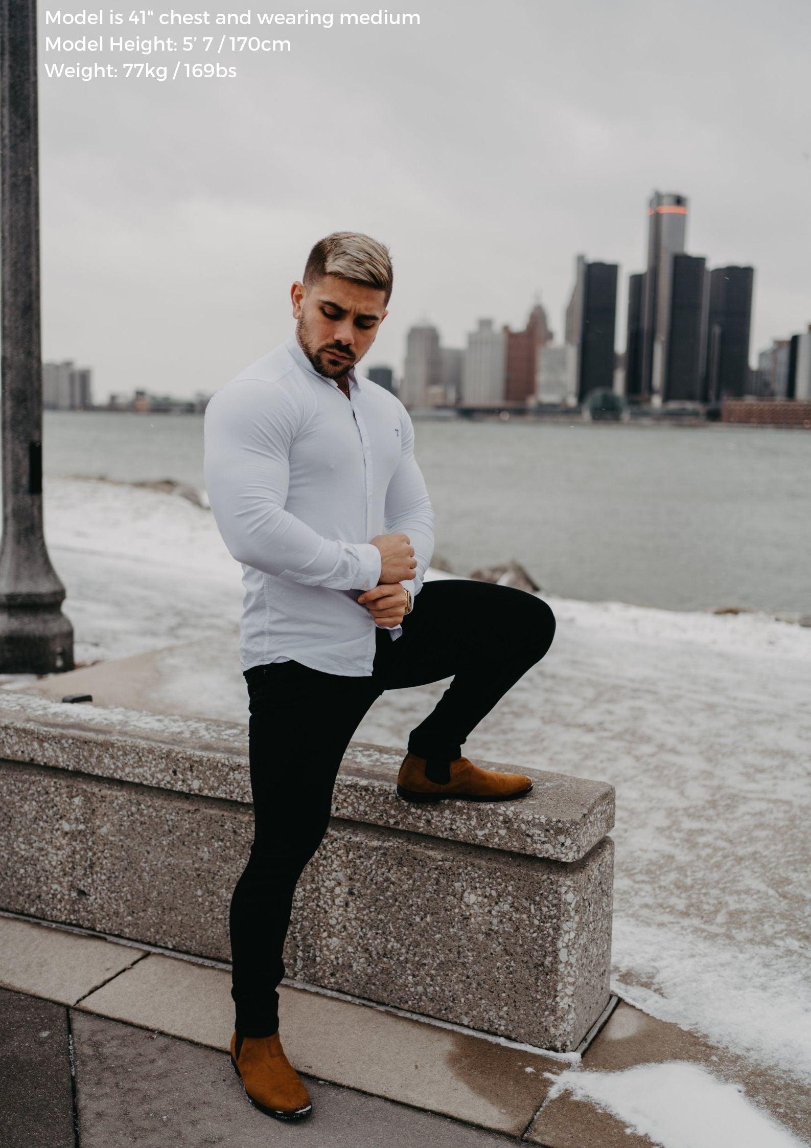 Grandad Collar White Vittorini Fit Shirt