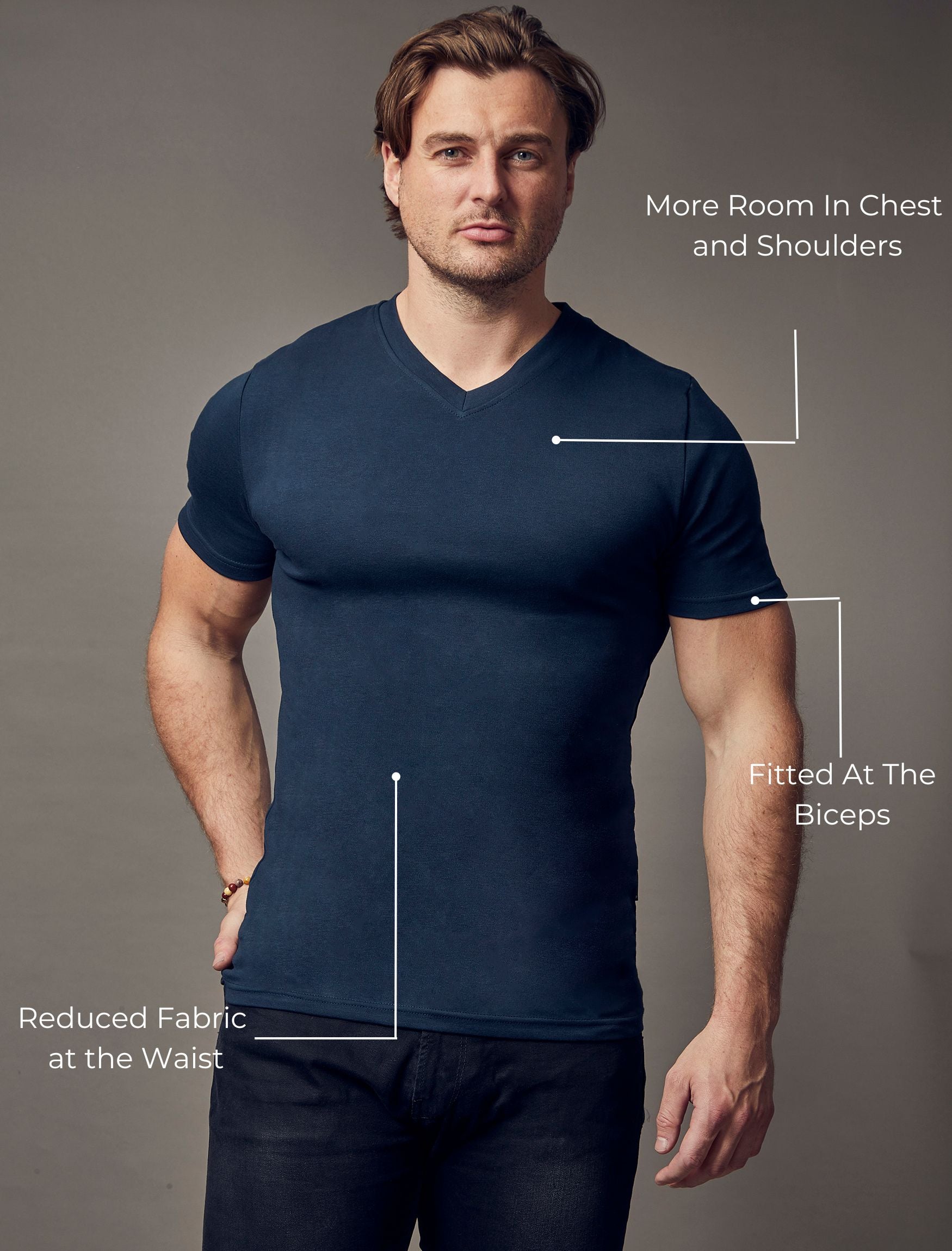 Navy V Neck Vittorini Fit T-Shirt