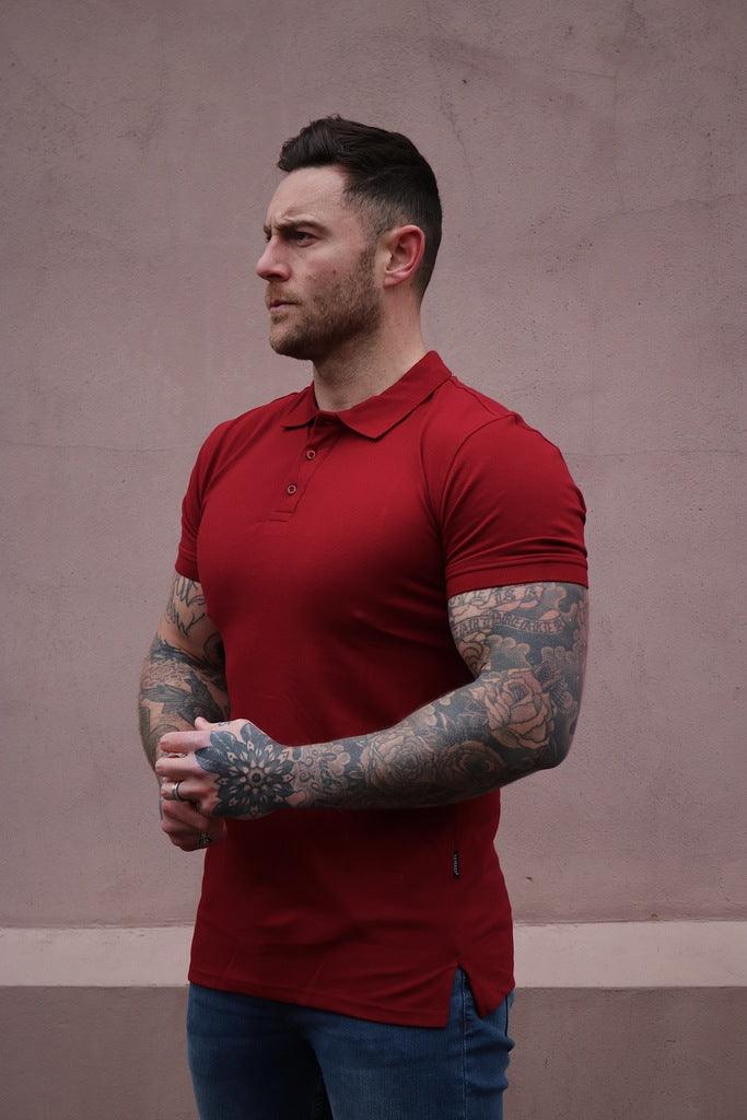 Short Sleeve Burgundy Vittorini Fit Polo Shirt