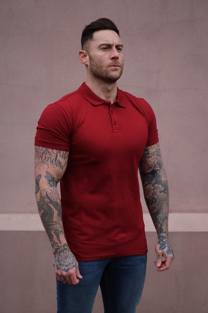 Short Sleeve Burgundy Vittorini Fit Polo Shirt