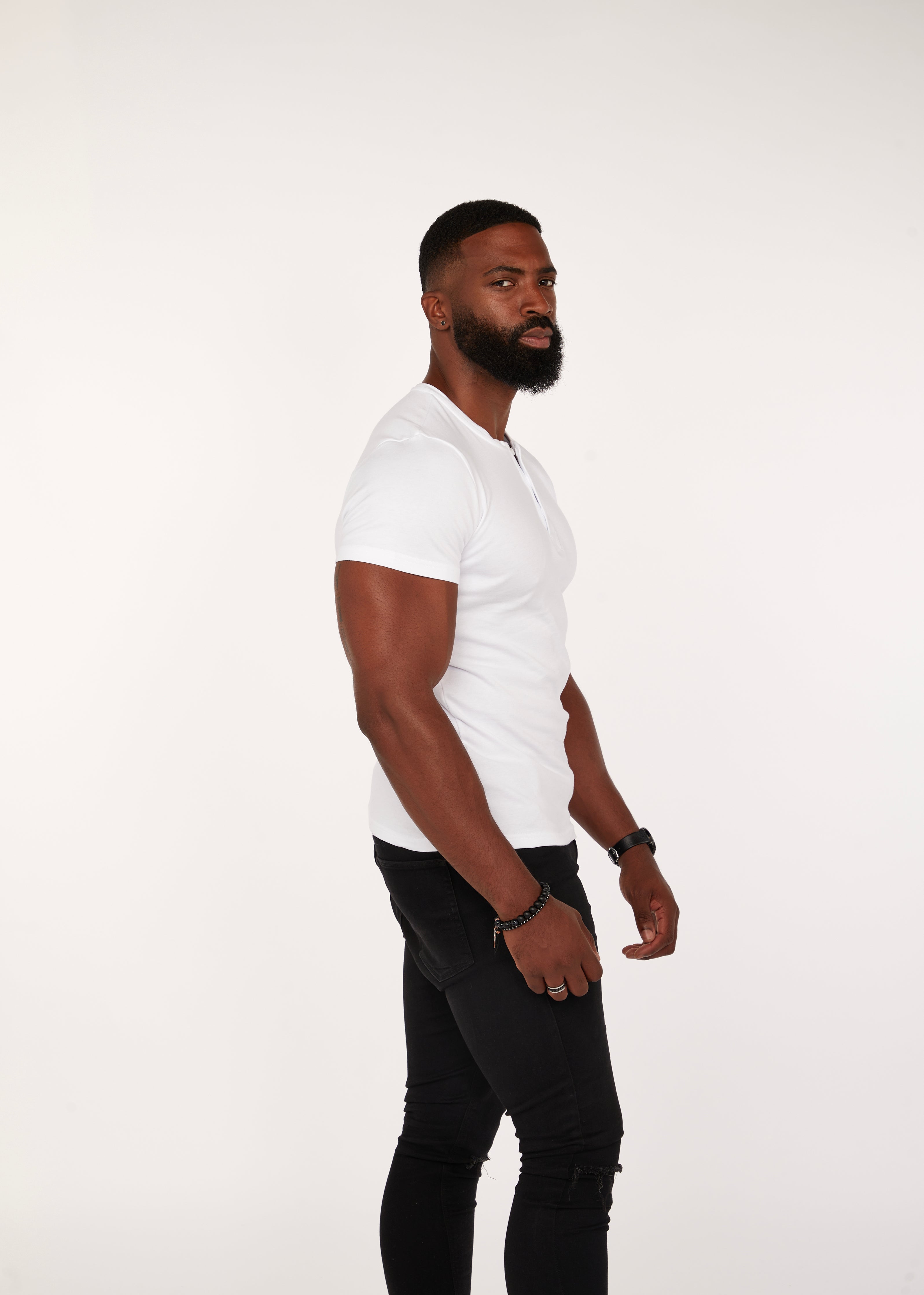 White Short Sleeve Vittorini Fit Henley