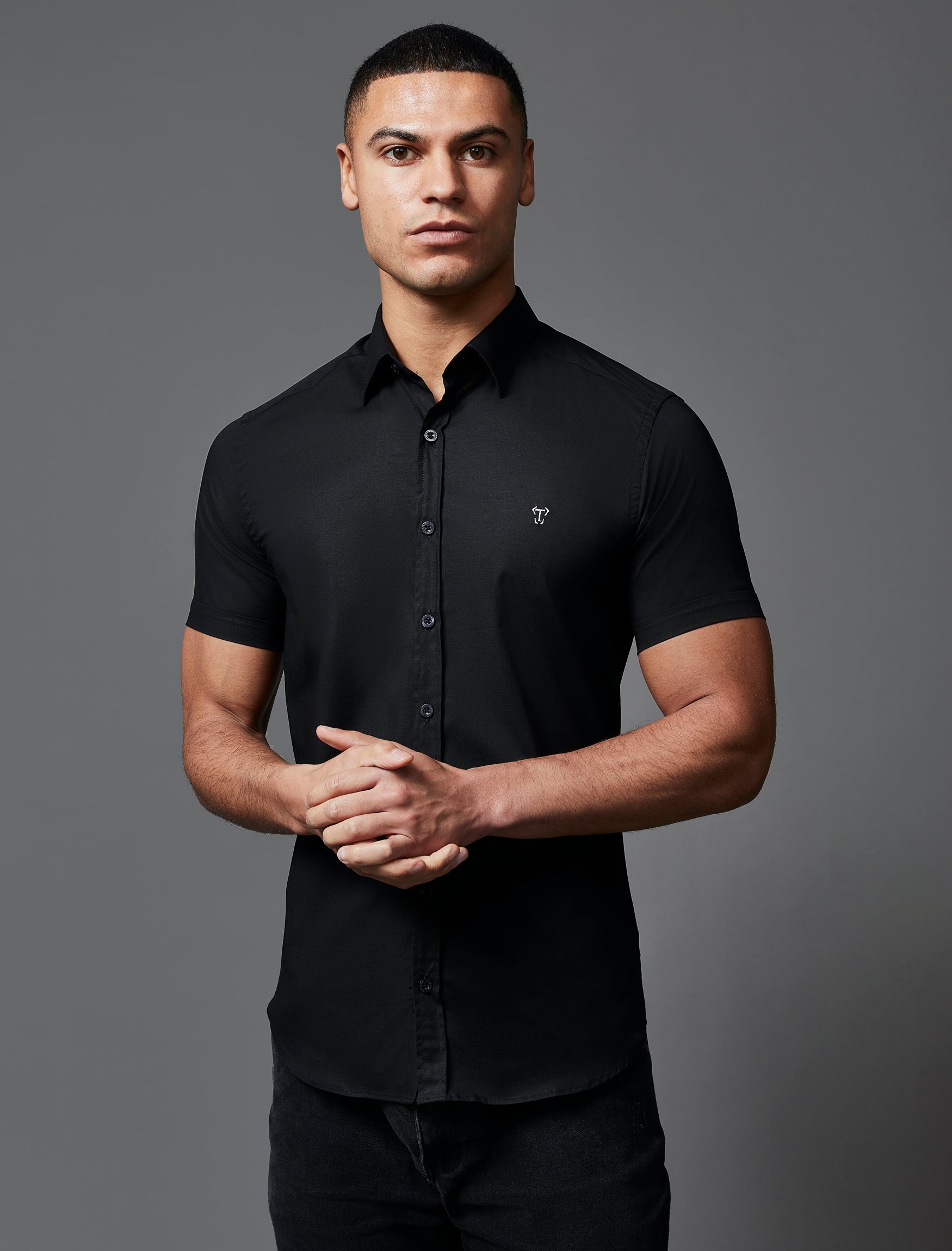 Black Short Sleeve Vittorini Fit Shirt