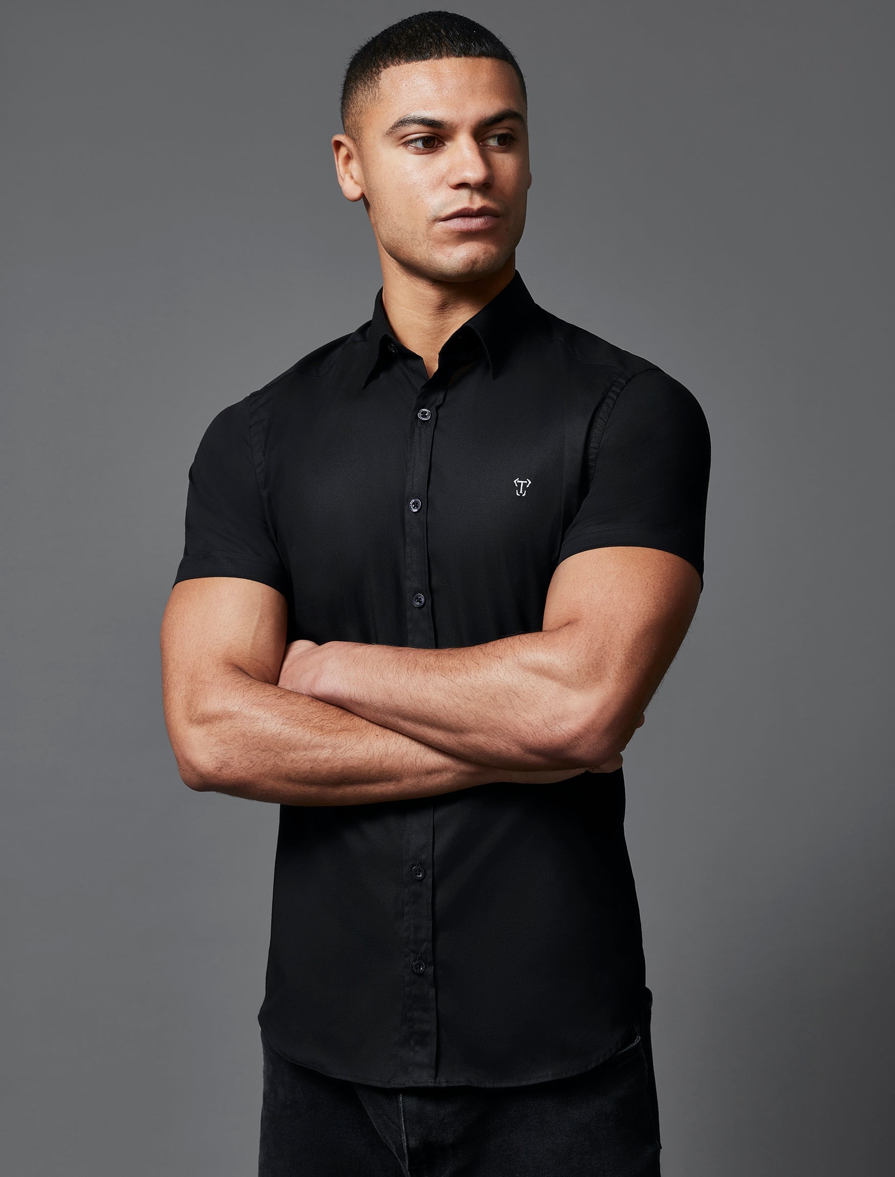 Black Short Sleeve Vittorini Fit Shirt