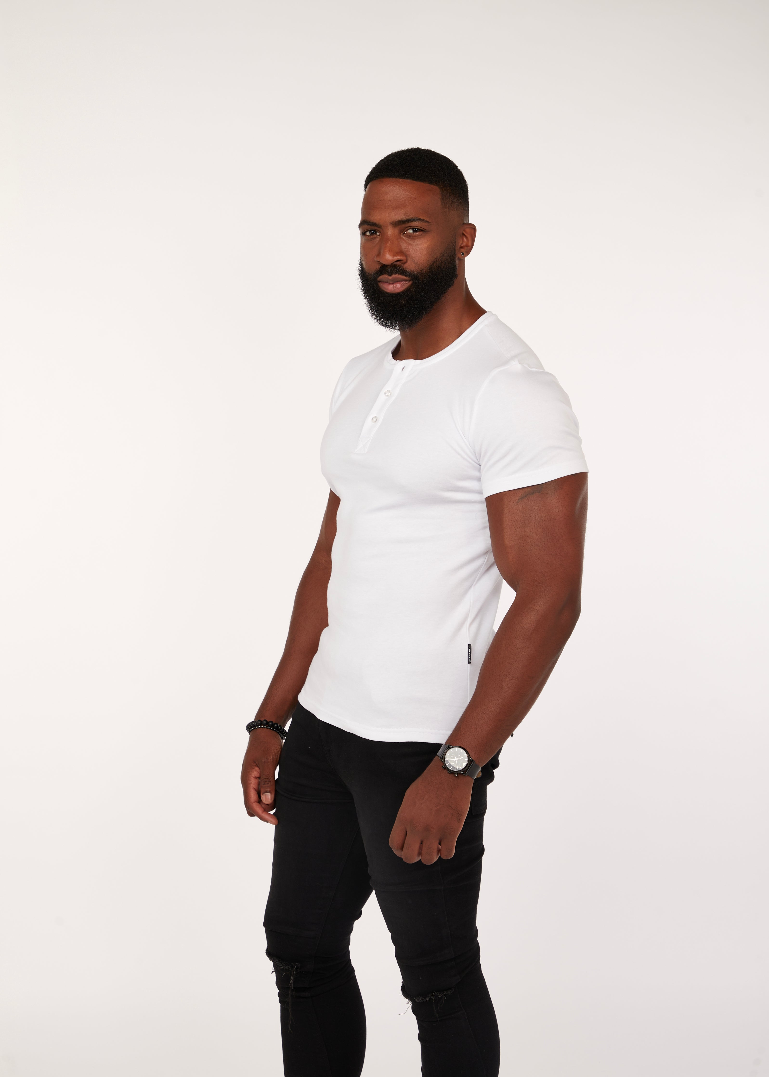 White Short Sleeve Vittorini Fit Henley