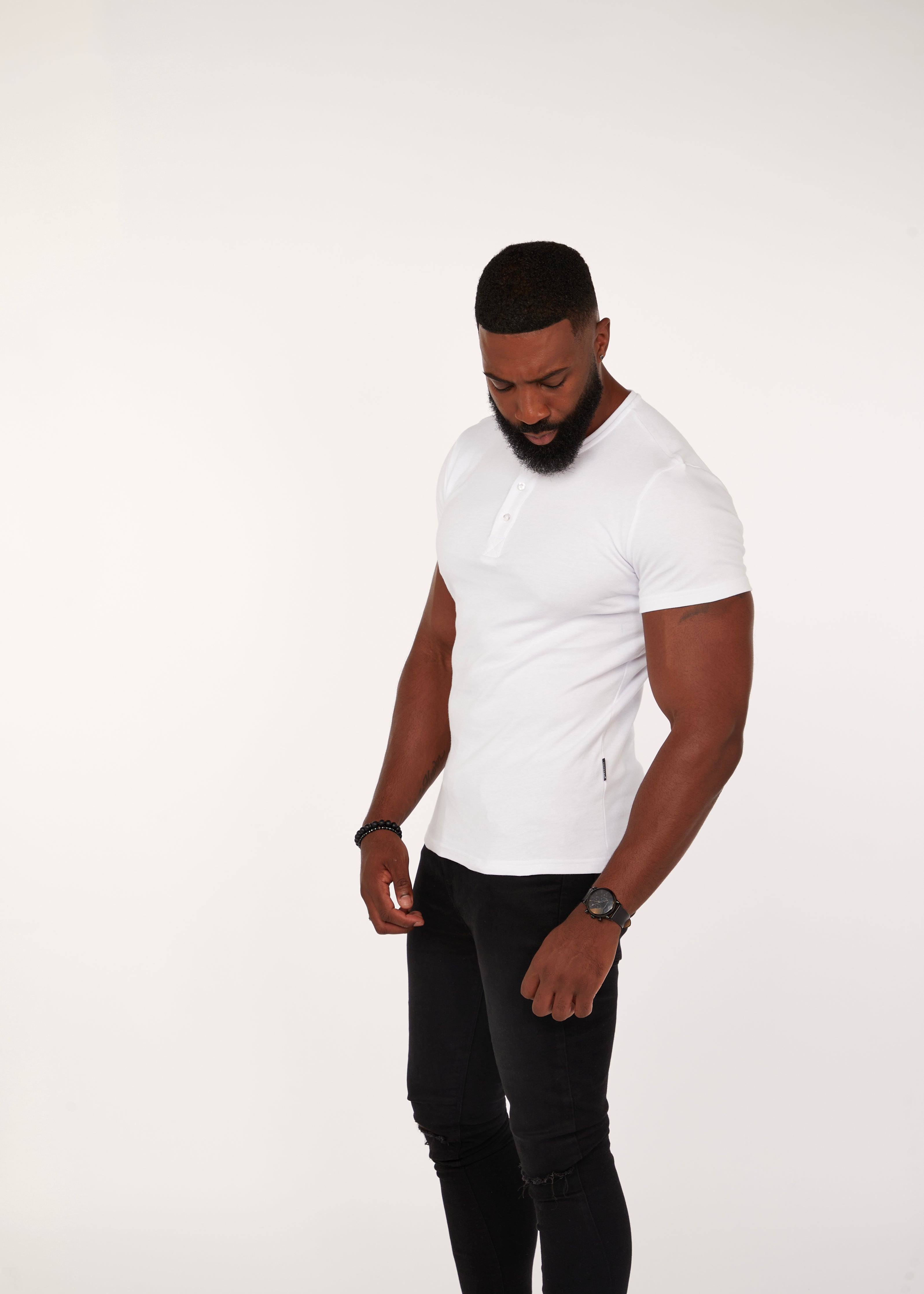 White Short Sleeve Vittorini Fit Henley