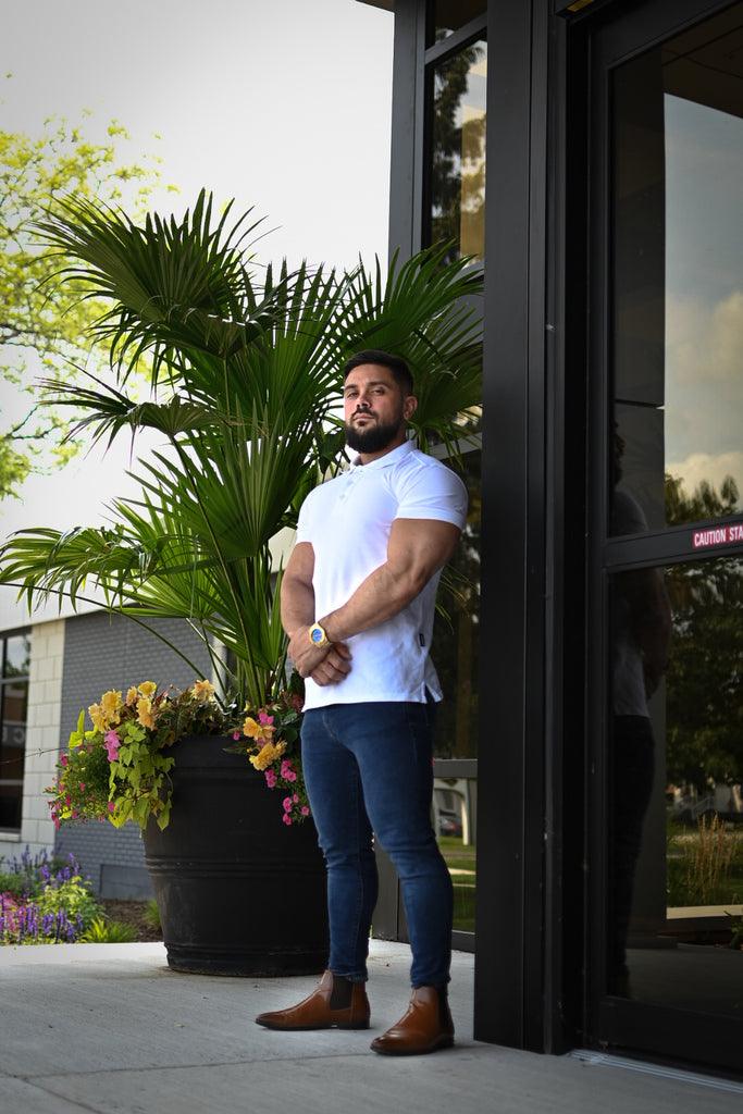 Short Sleeve White Vittorini Fit Polo Shirt