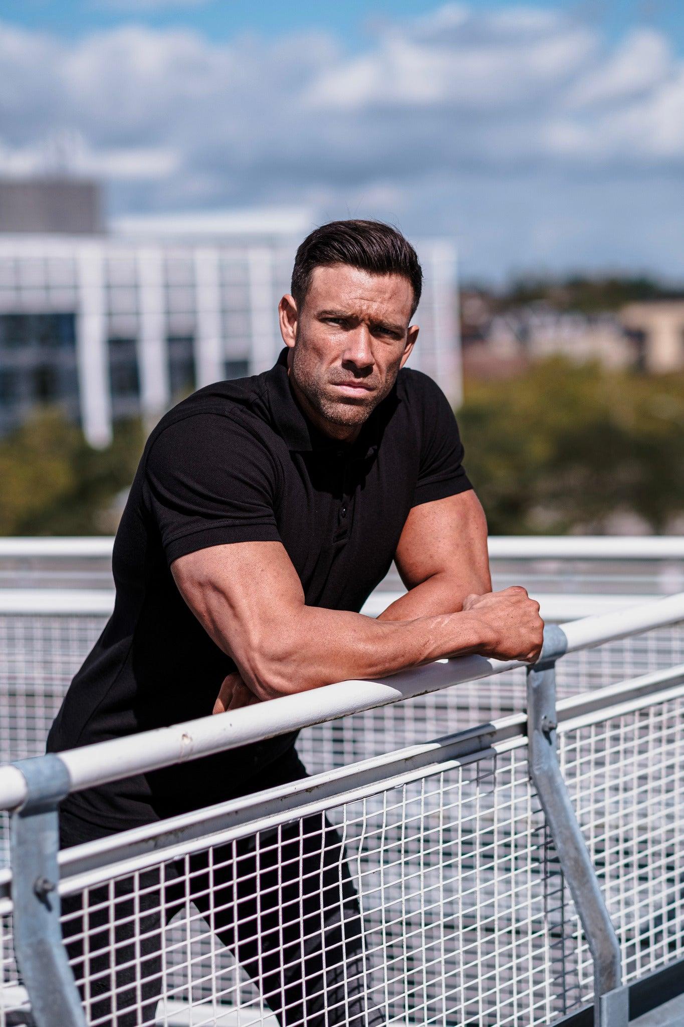 Short Sleeve Black Vittorini Fit Polo Shirt