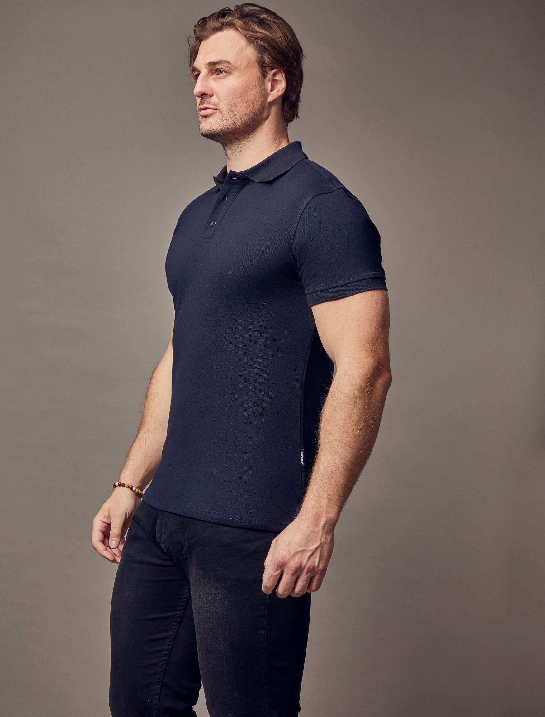 Short Sleeve Navy Vittorini Fit Polo Shirt