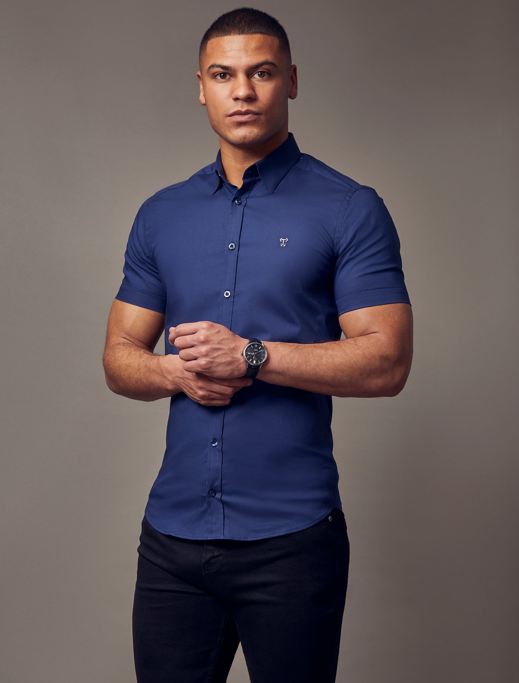 Navy Short Sleeve Vittorini Fit Shirt