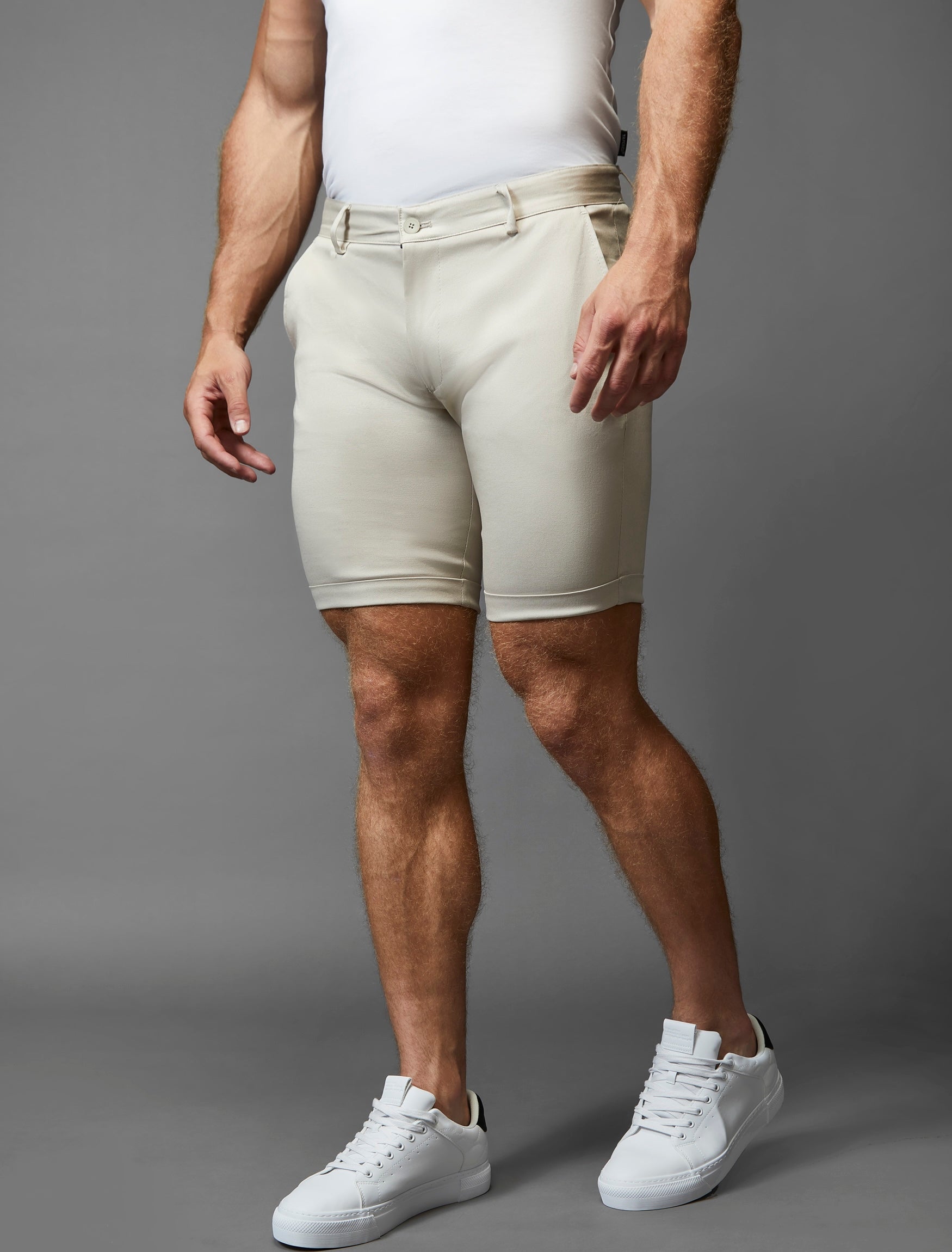Beige Vittorini Fit Chino Shorts